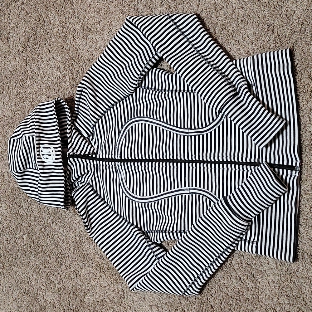 Lululemon black white stripe Scuba hoodie Sie 6